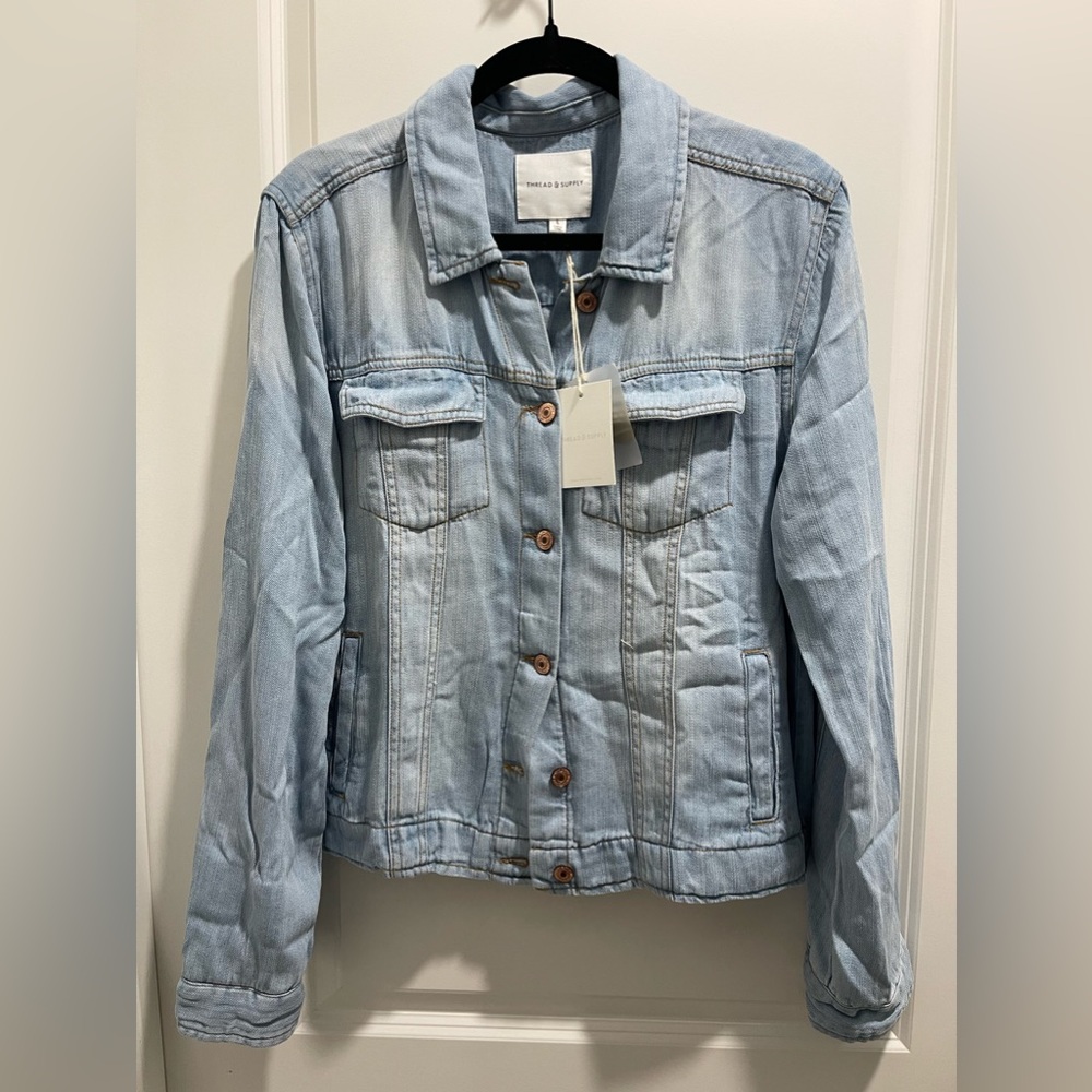 NWT, Thread & Supply brand, Size L, Lightweight Denim Jacket w/Gold Buttons